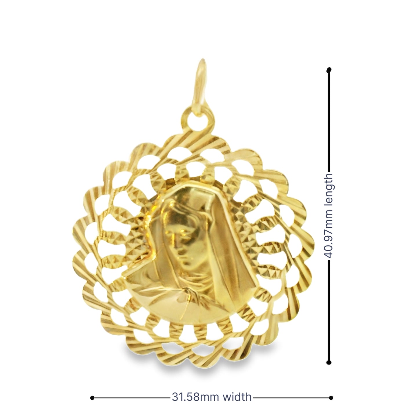 14K YELLOW GOLD DOUBLE SIDED JESUS AND MARY CHARM FAMILY