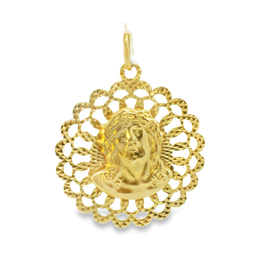 14K YELLOW GOLD DOUBLE SIDED JESUS AND MARY CHARM FAMILY
