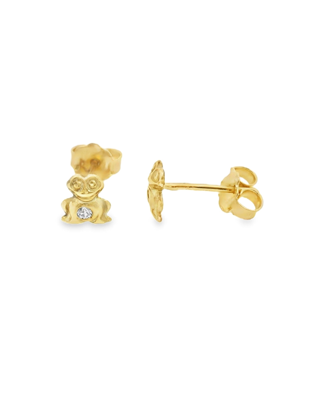 14K YELLOW GOLD FROG CZ STUD EARRINGS