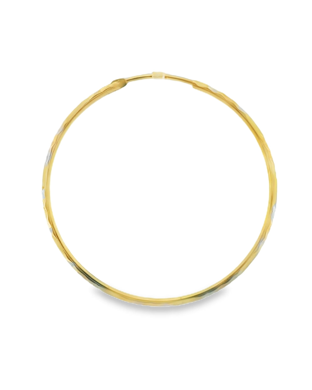 14K TRI COLOR MALAYSIAN CRYSTAL CUT HOOPS 45.70MM LENGTH 45.33MM