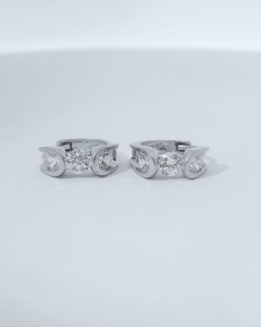 14K WHITE GOLD HUGGIES CZ