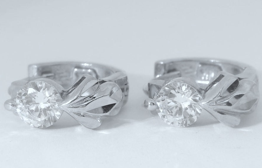 14K WHITE GOLD CZ HUGGIES