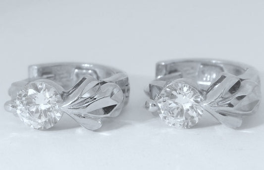 14K WHITE GOLD CZ HUGGIES