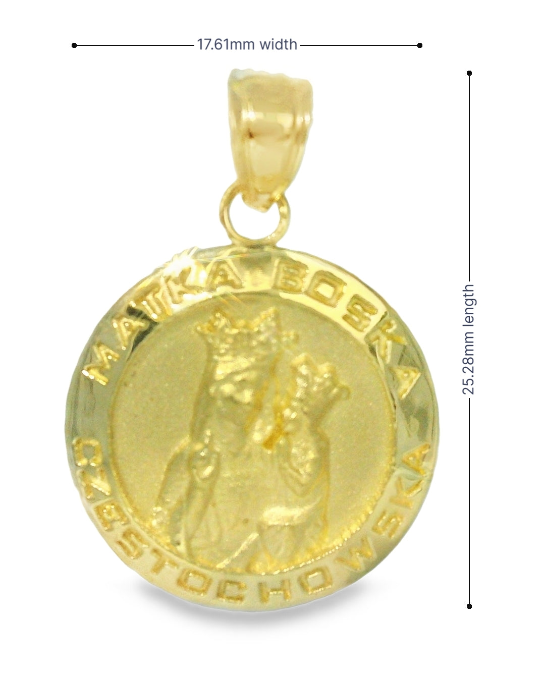 14K YELLOW GOLD VIRGEN MARY WITH JESUS CHILD ROUND CHARM FAMILY