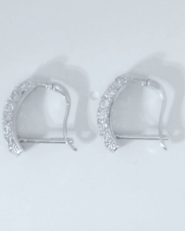 14K WHITE GOLD FANCY HUGGIES CZ EARRINGS
