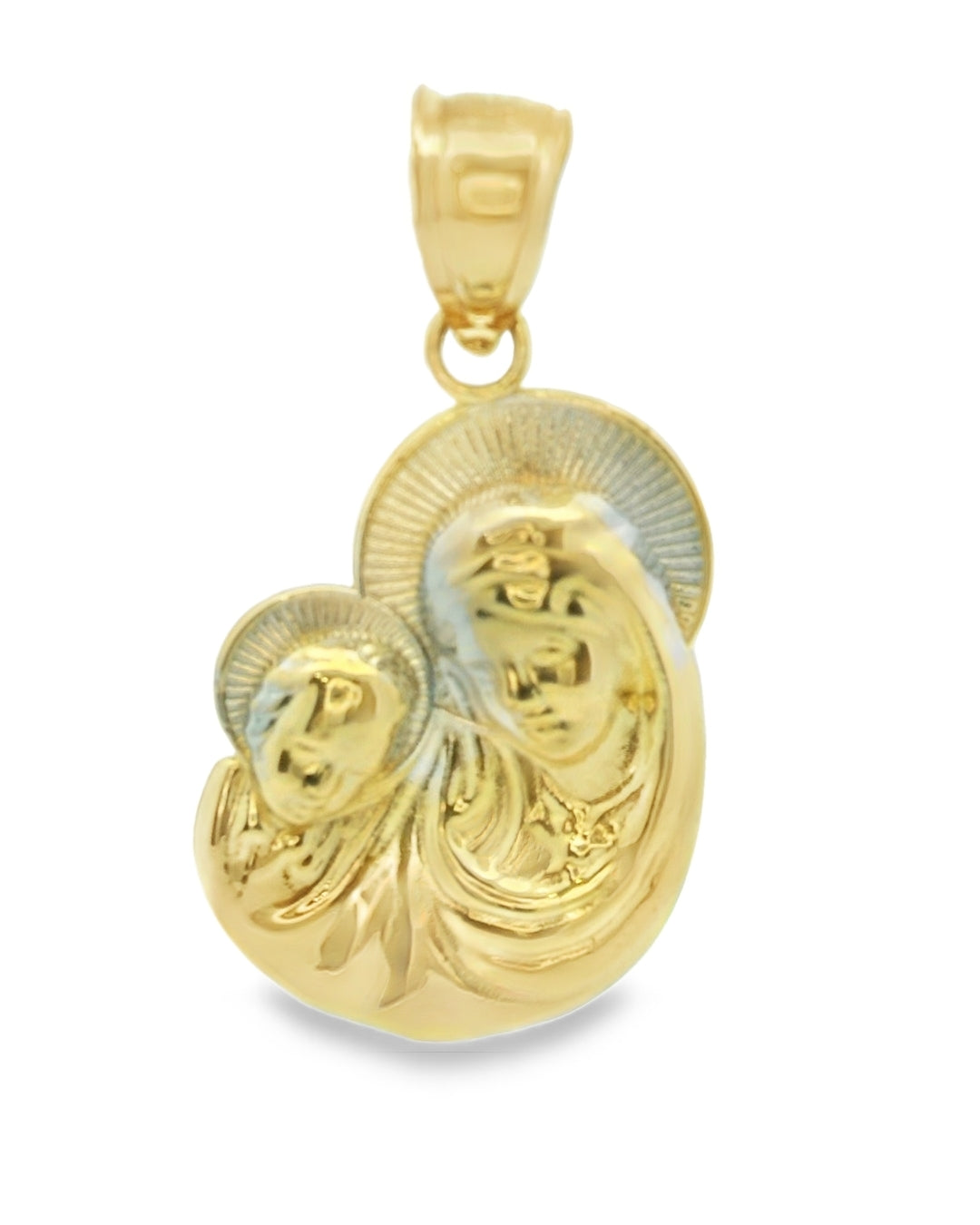 14K TWO TONE GOLD VIRGEN MARY WITH JESUS CHILD CHARM FAMILY