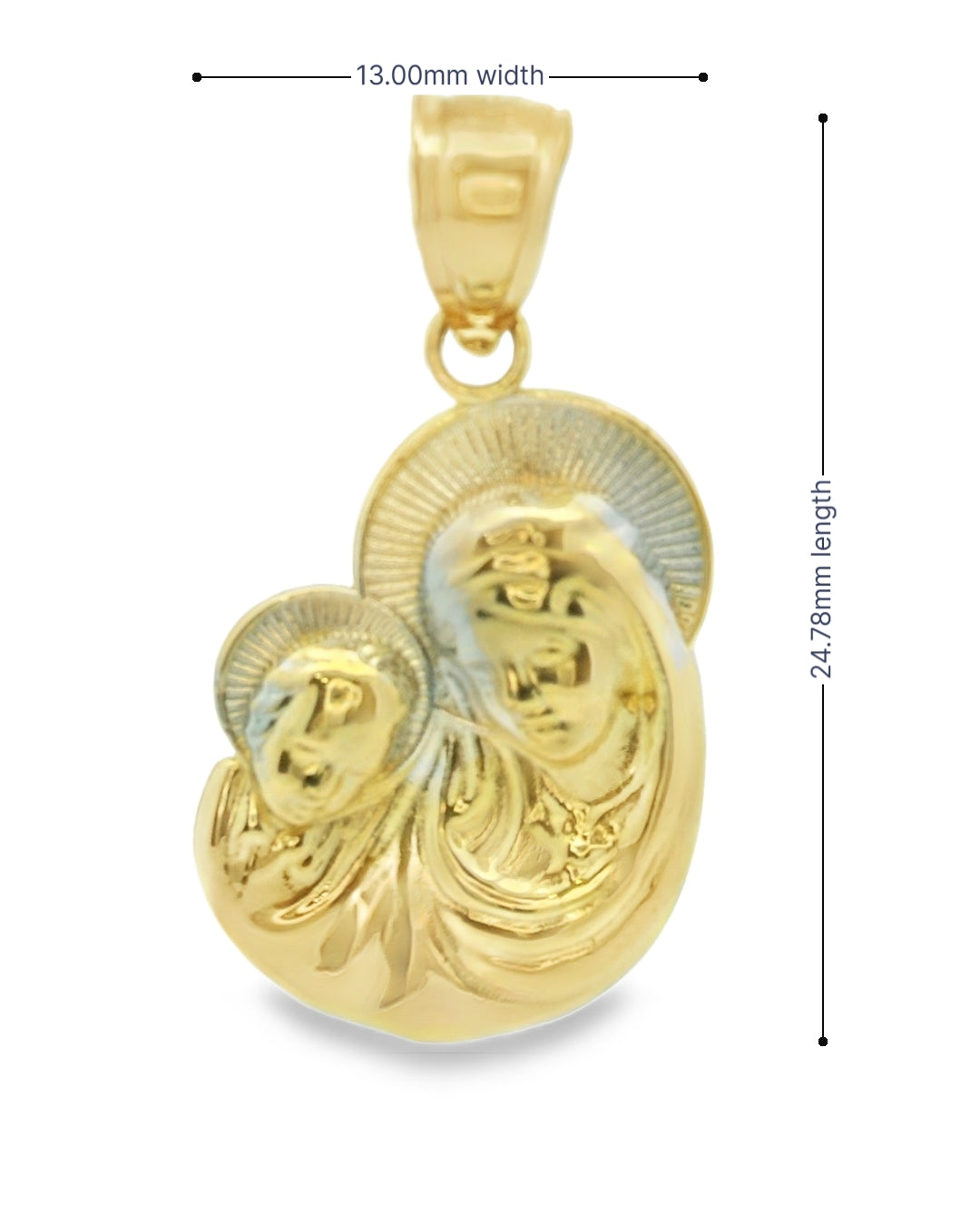 14K TWO TONE GOLD VIRGEN MARY WITH JESUS CHILD CHARM FAMILY