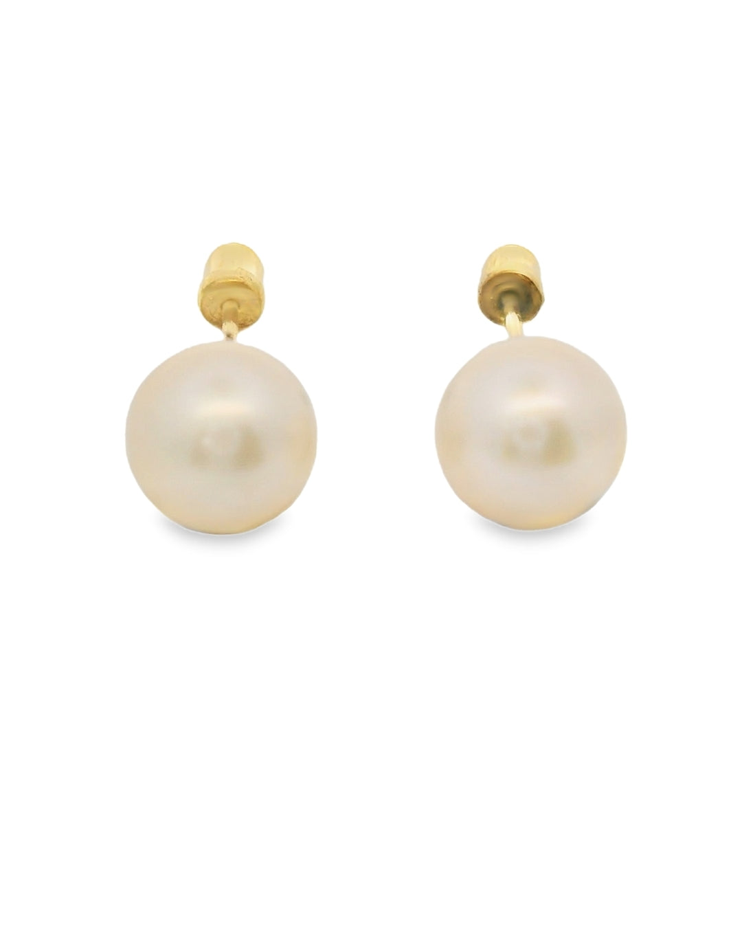 14K YELLOW GOLD ELEGANT FRESH WATER PEARL 6.8MM STUD EARRINGS