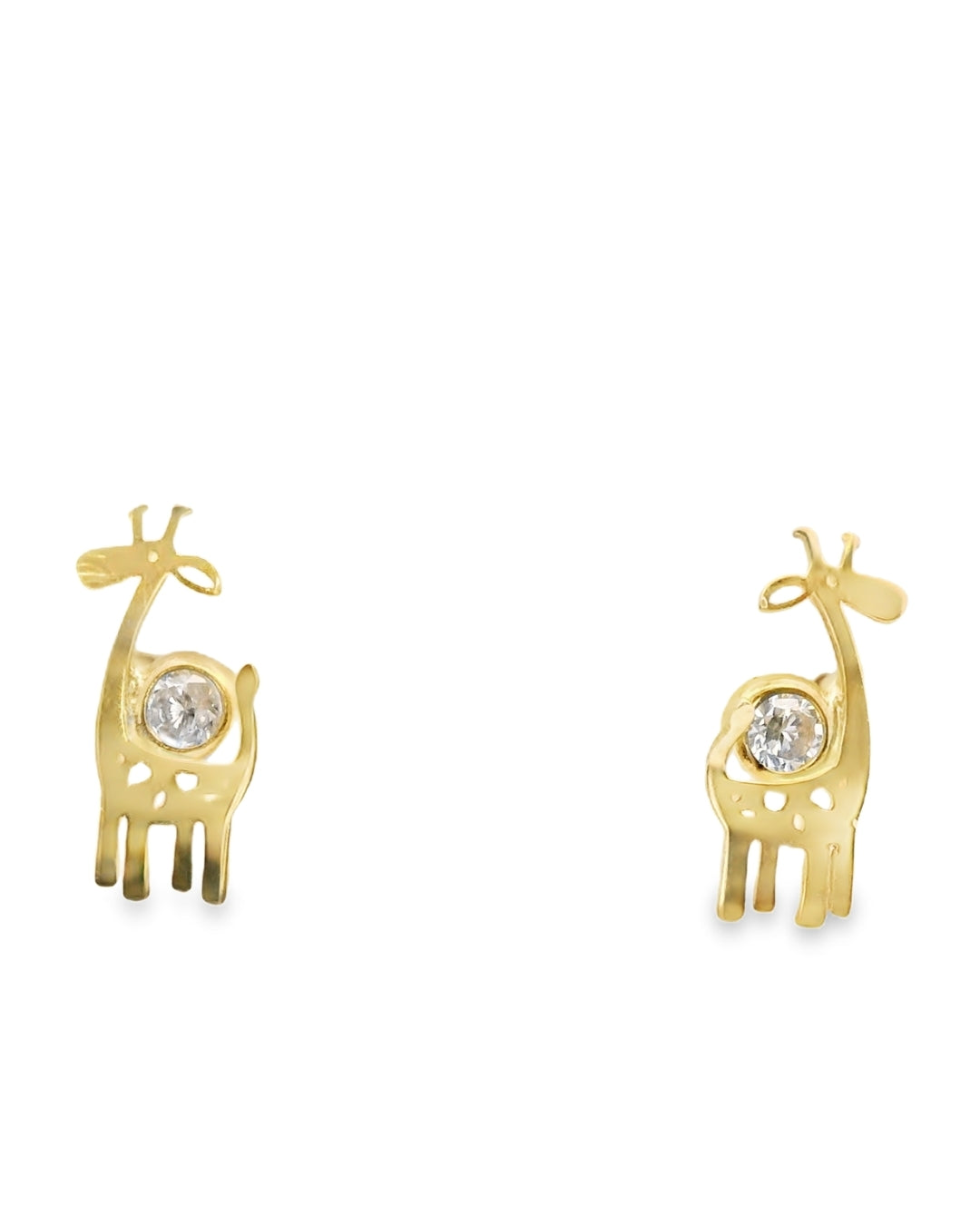 14K YELLOW GOLD GIRAFFE CZ STUD EARRINGS