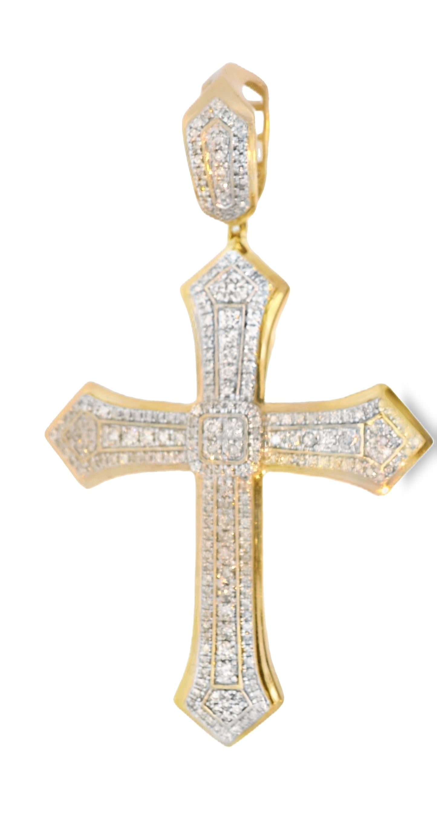 10K YELLOW GOLD DIAMOND CROSS PENDANT 3.0CTW MEN