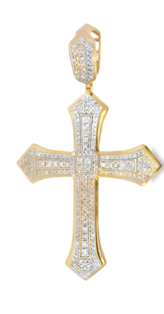 10K YELLOW GOLD DIAMOND CROSS PENDANT 3.0CTW MEN