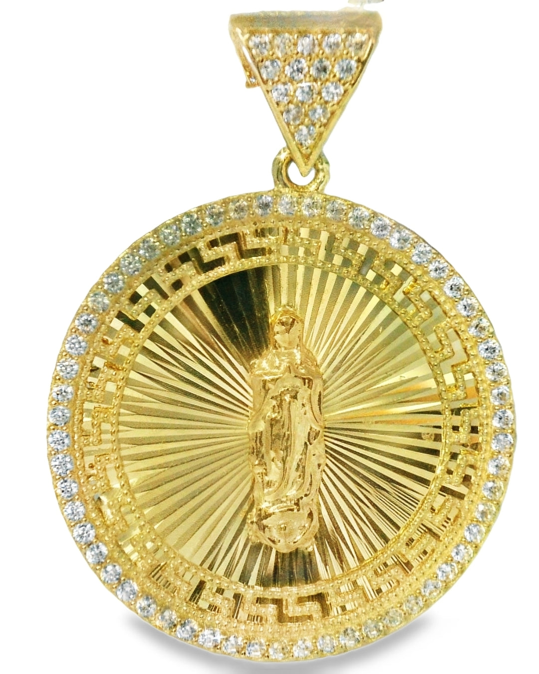 14K YELLOW/PINK VIRGEN MARY ROUND CZ CHARM FAMILY