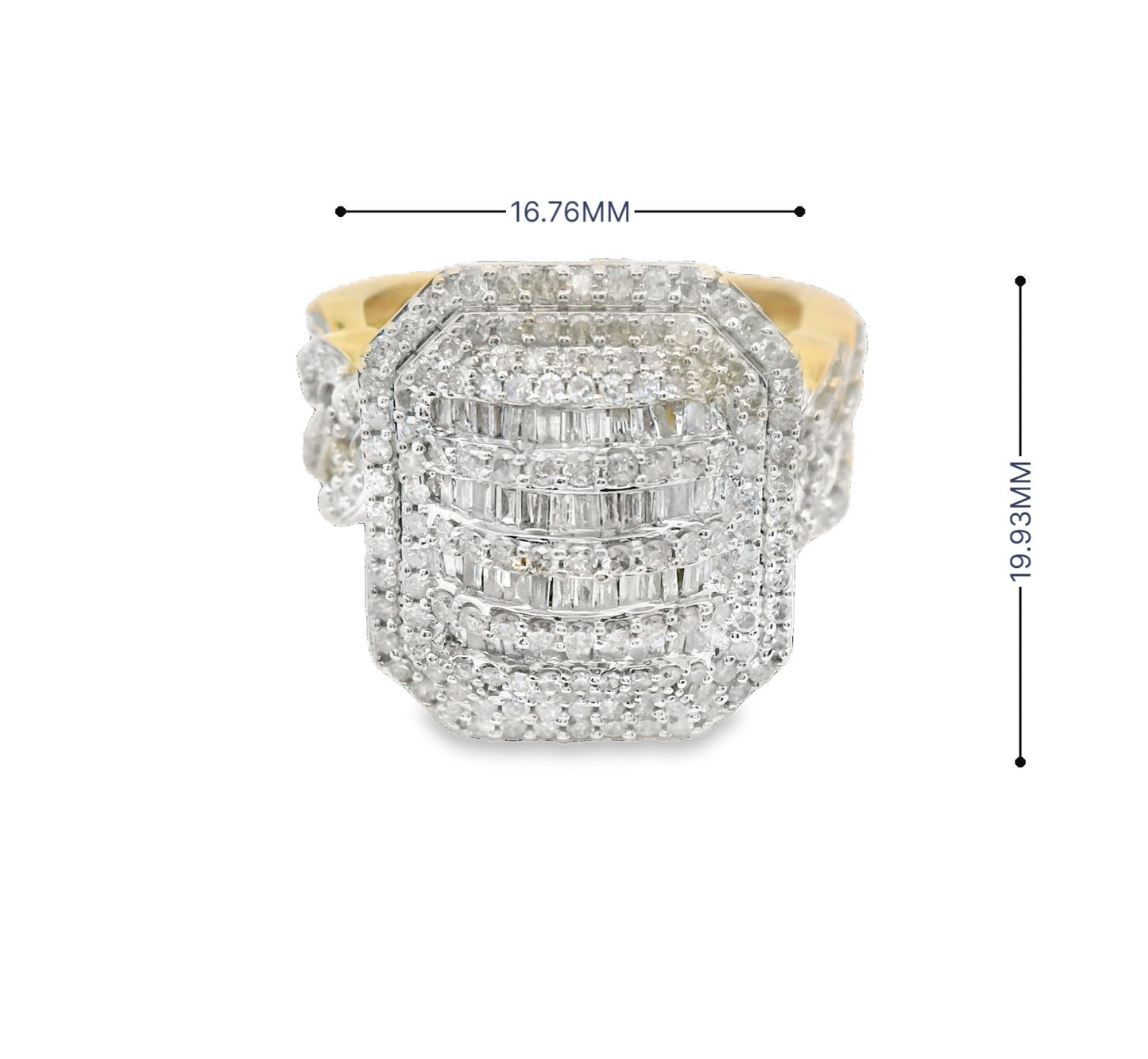 10K YELLOW GOLD 2.00CTW ROUND DIAMOND RING SIZE 9 1/2 16.76MM WIDTH 19.93MM LENGTH
