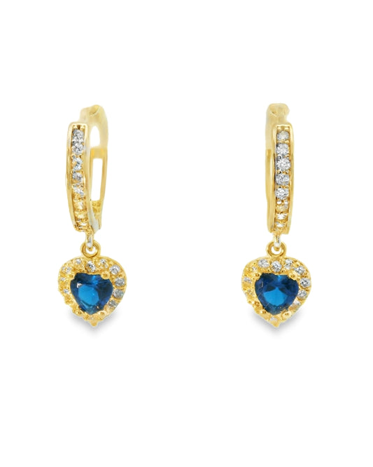 14K YELLOW GOLD DANGLING HEART CZ