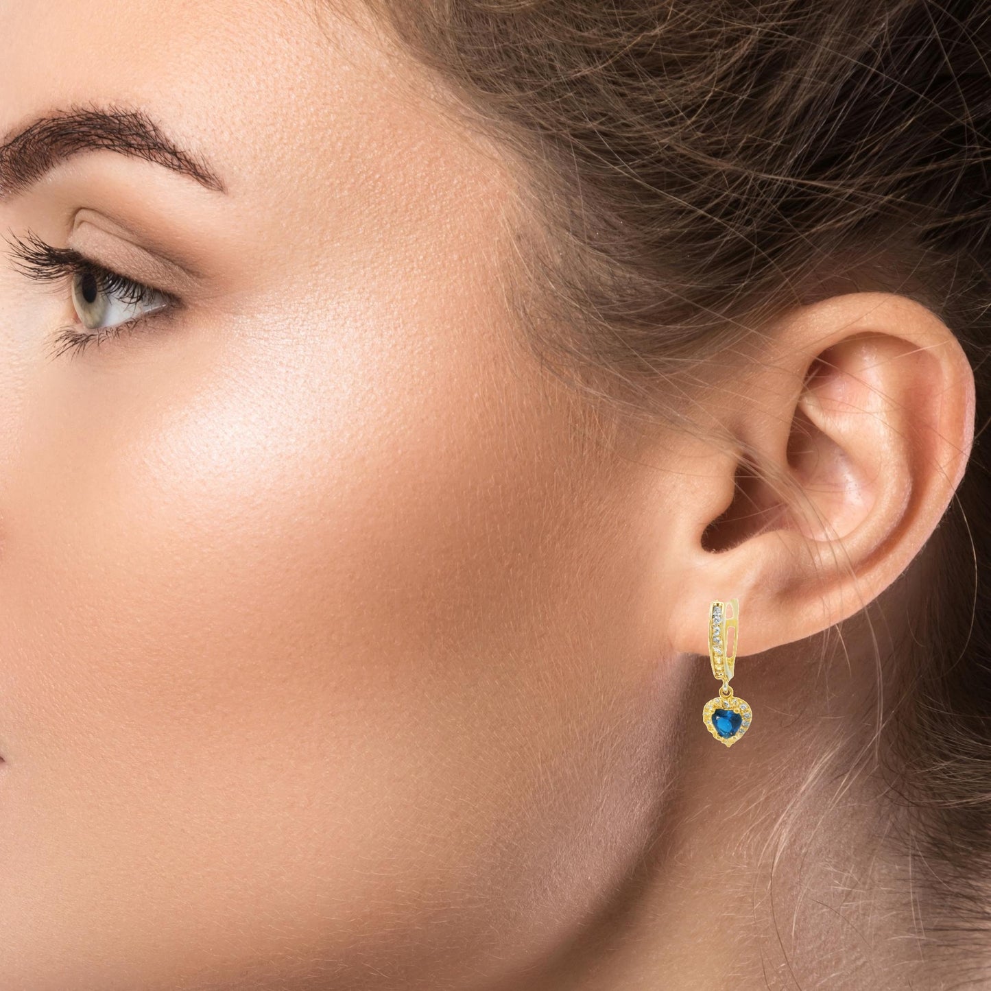 14K YELLOW GOLD DANGLING HEART CZ