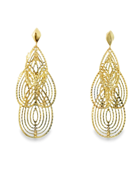 14K YELLOW GOLD POLISHED DANGLE EARRINGS WOMEN