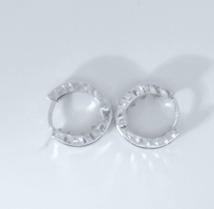 14K WHITE GOLD HUGGIES EARRINGS