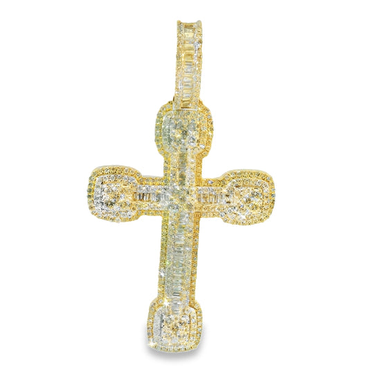 10K YELLOW GOLD DIAMOND CROSS 2.55CTW UNISEX