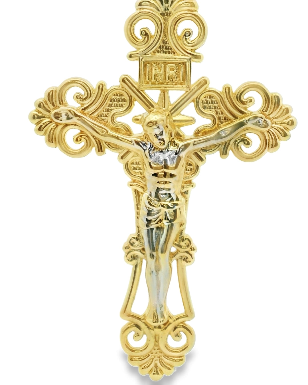 14K TWO TONE GOLD JESUS CHRIST CRUCIFIX FAMILY