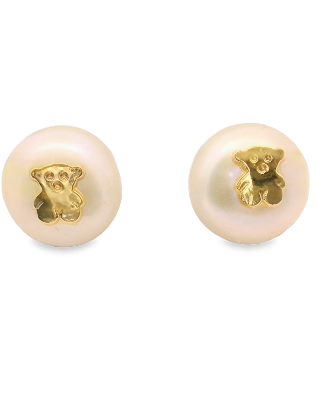 14K YELLOW GOLD TEDDY BEAR CZ STUD EARRINGS