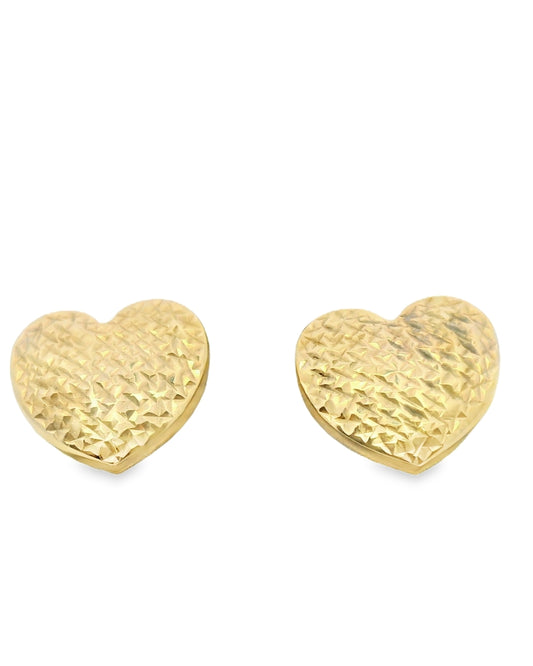 14K YELLOW GOLD HEART STUDS