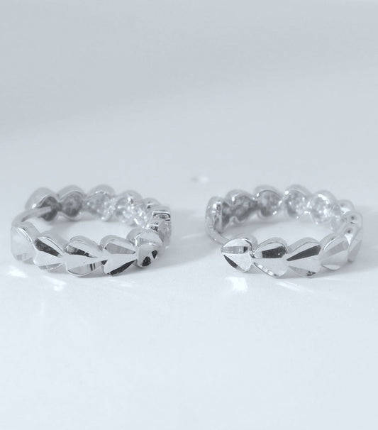 14K WHITE GOLD HUGGIES EARRINGS