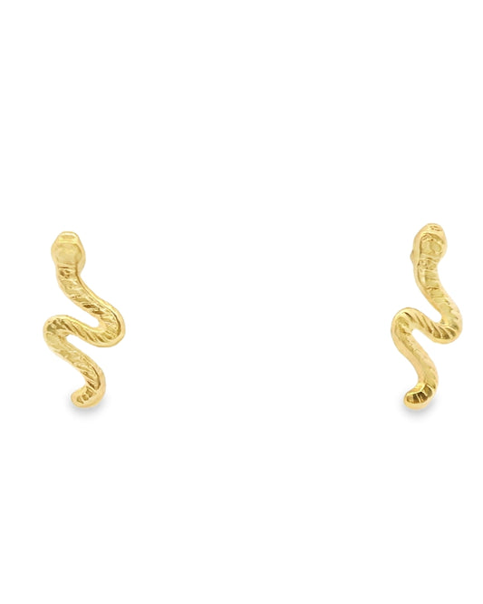14K YELLOW GOLD SNAKE STUD EARRINGS