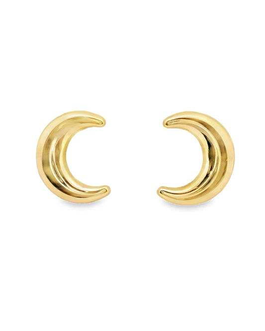 14K YELLOW GOLD CRESCENT MOON STUD EARRINGS