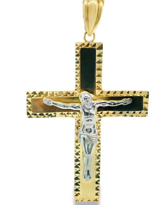14K TWO TONE JESUS CHRIST CROSS FAMILY