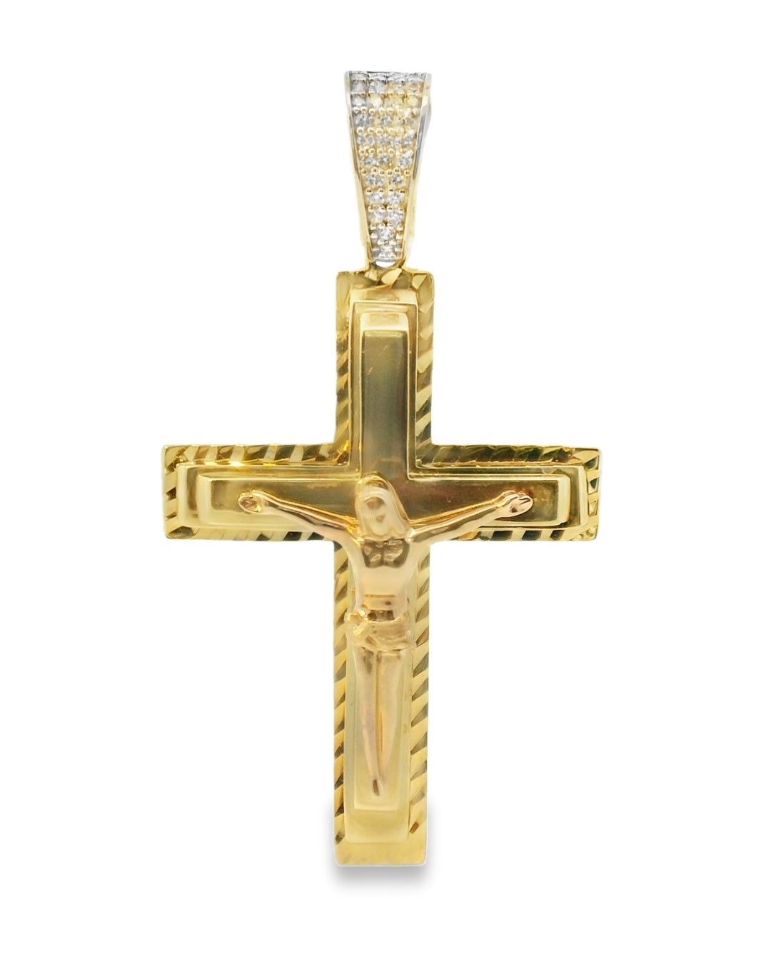 14K YELLOW/PINK GOLD JESUS CHRIST CROSS FAMILY
