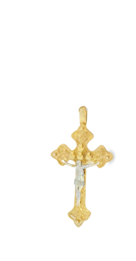 14K TWO TONE JESUS CHRIST CROSS WOMEN