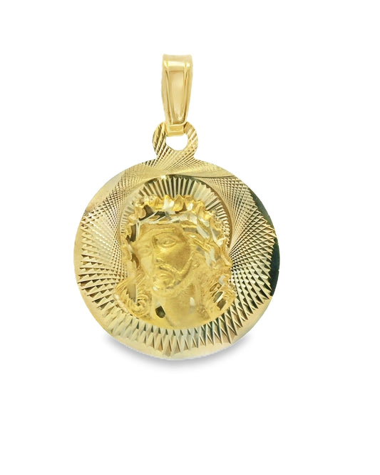 14K TRI COLOR GOLD DOUBLE SIDED JESUS CHRIST/VIRGIN MARY CHARM FAMILY