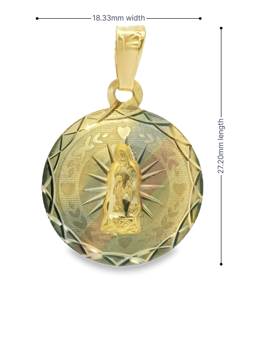14K TRI COLOR GOLD DOUBLE SIDED JESUS CHRIST/VIRGIN MARY CHARM FAMILY