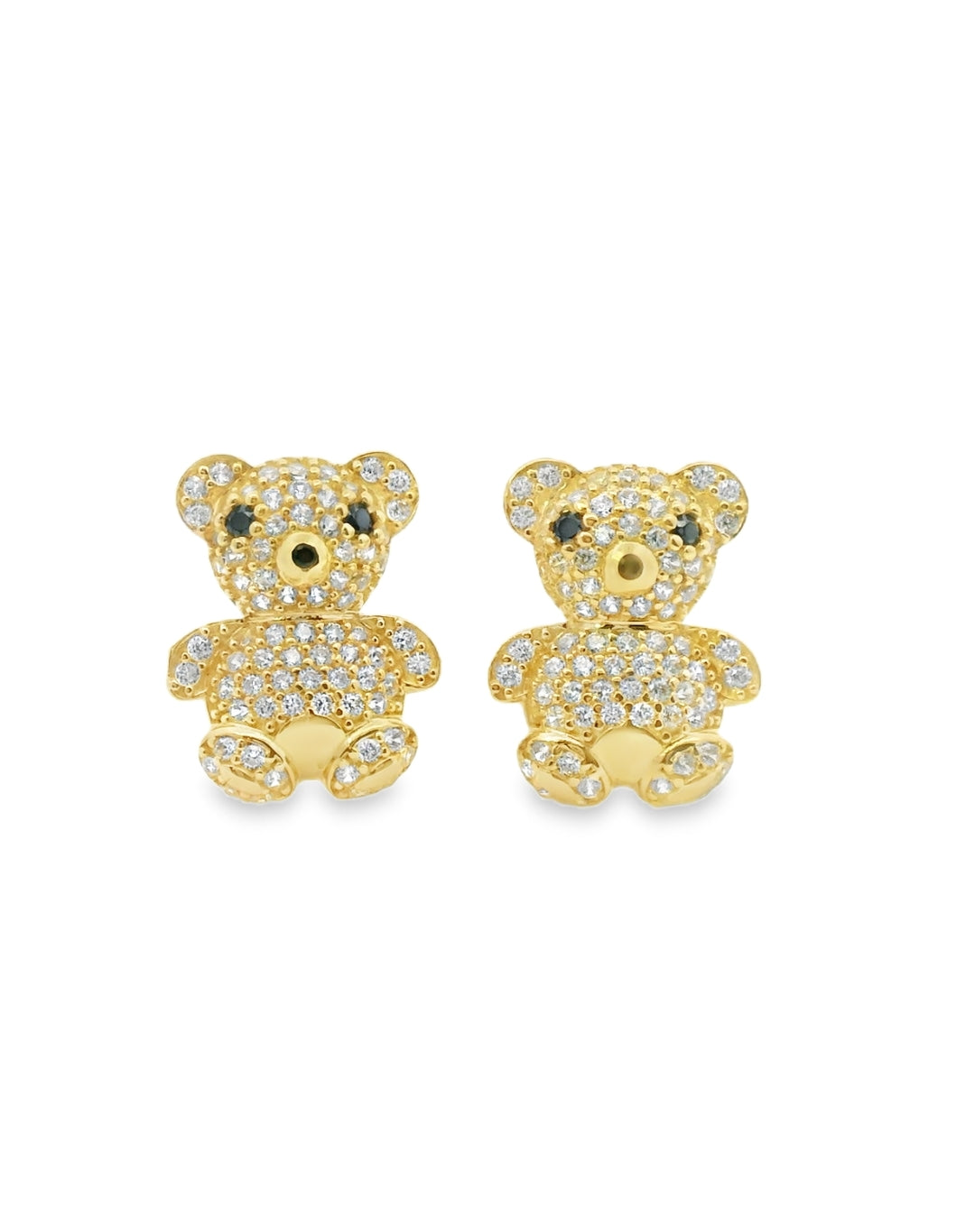 14K YELLOW GOLD TEDDY BEAR CZ STUDS