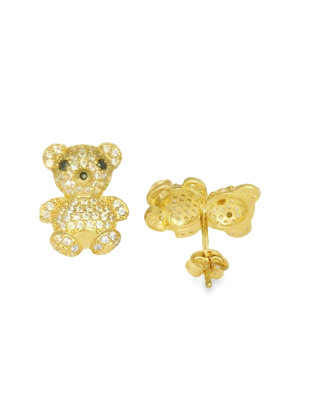 14K YELLOW GOLD TEDDY BEAR CZ STUDS