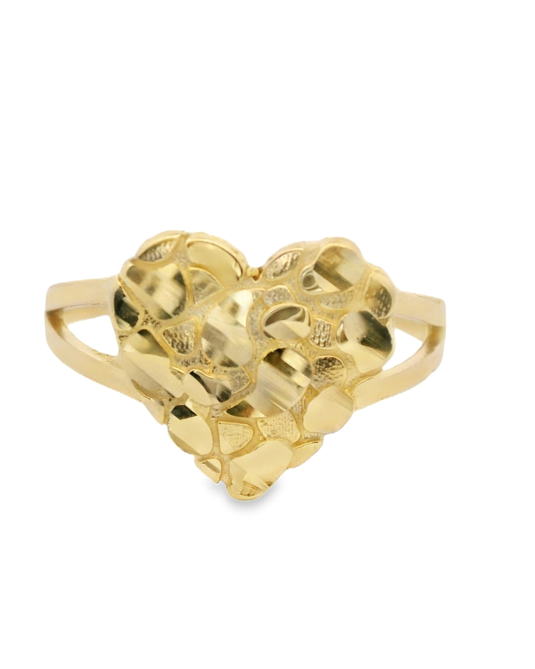 14K YELLOW GOLD HEART NUGGET RING SIZE 8 1/2