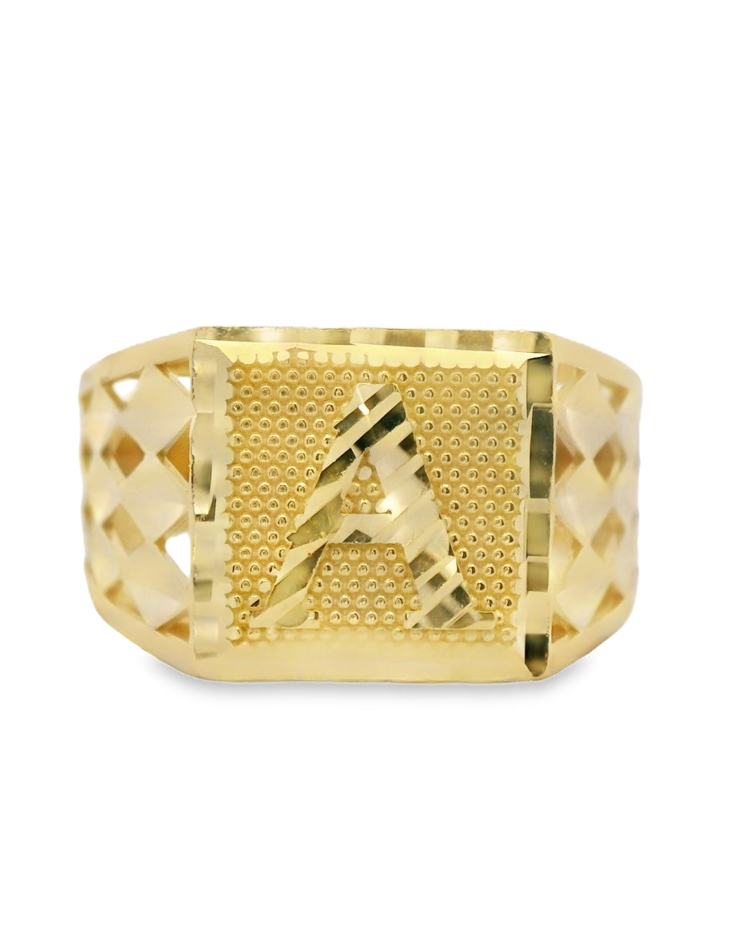 14K YELLOW GOLD SOLID INITIAL A RING SIZE 9 1/2