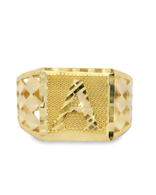 14K YELLOW GOLD SOLID INITIAL A RING SIZE 9 1/2