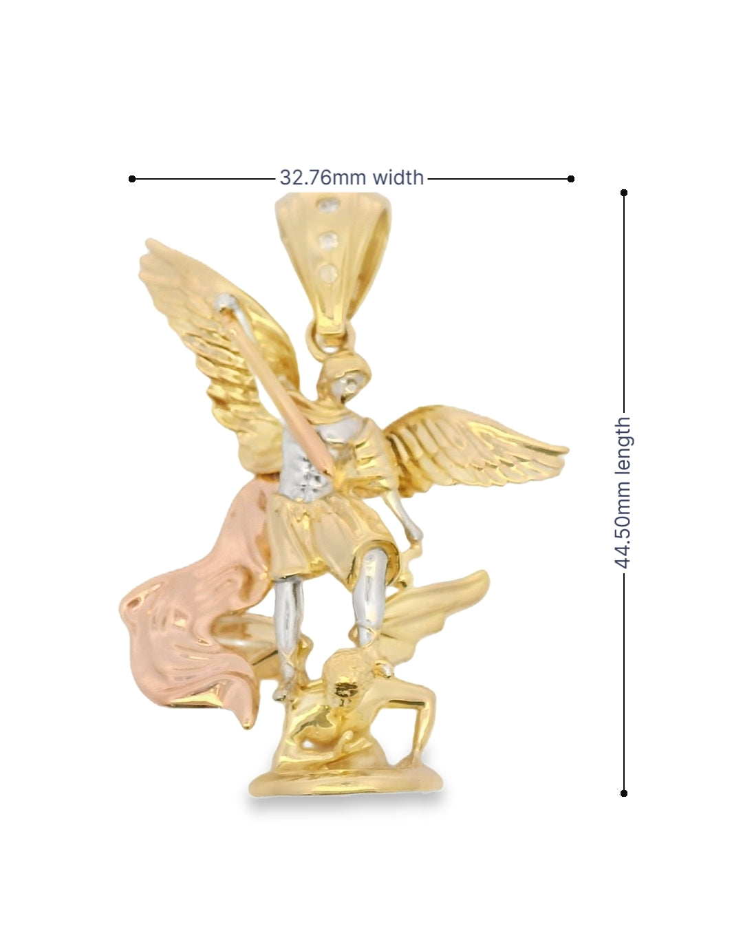 14K TRI COLOR GOLD ST. MICHAEL CHARM CZ 43.83MM LENGTH 32.76MM WIDTH