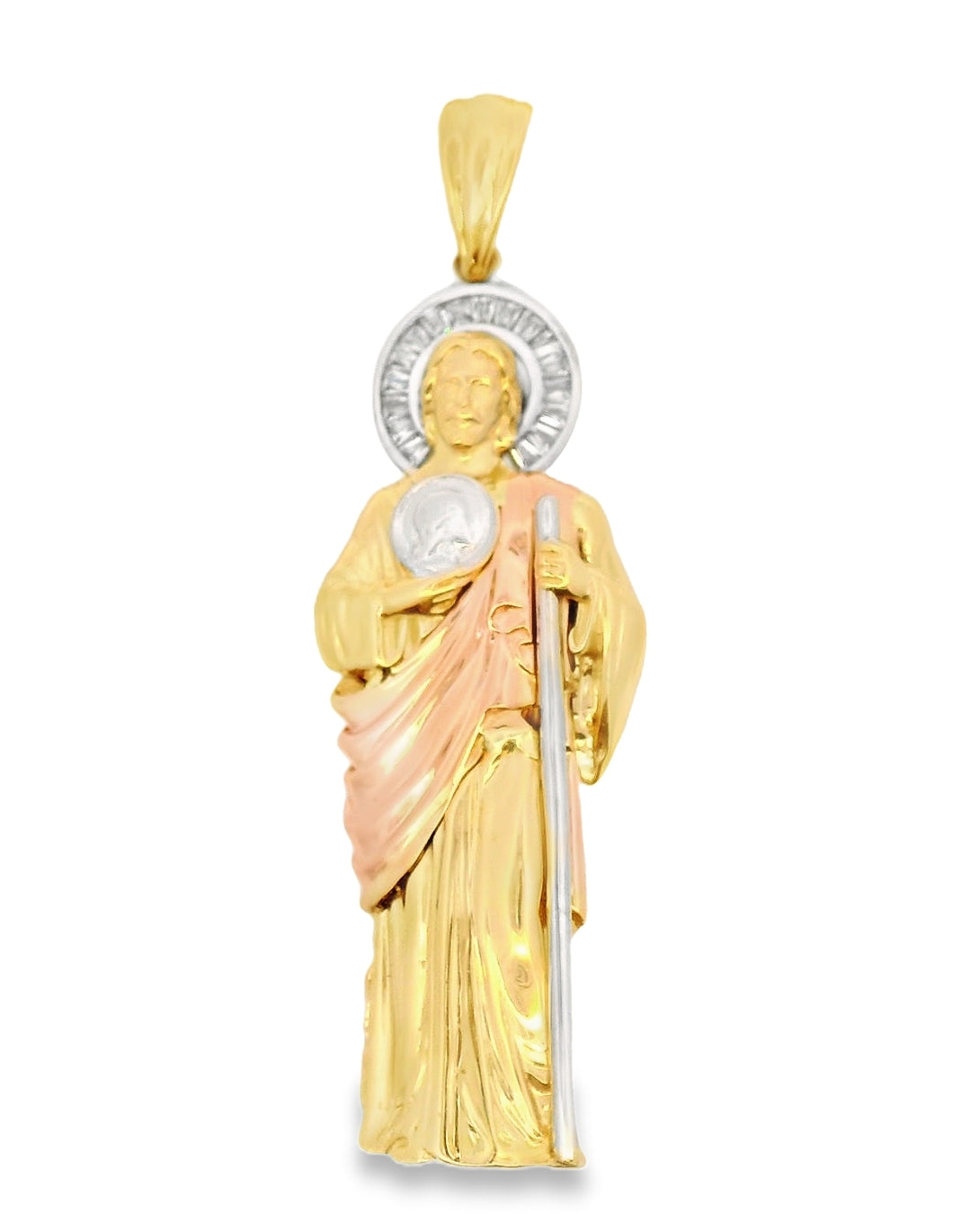 14K TRI COLOR GOLD ST. JUDE CHARM CZ 38.59MM