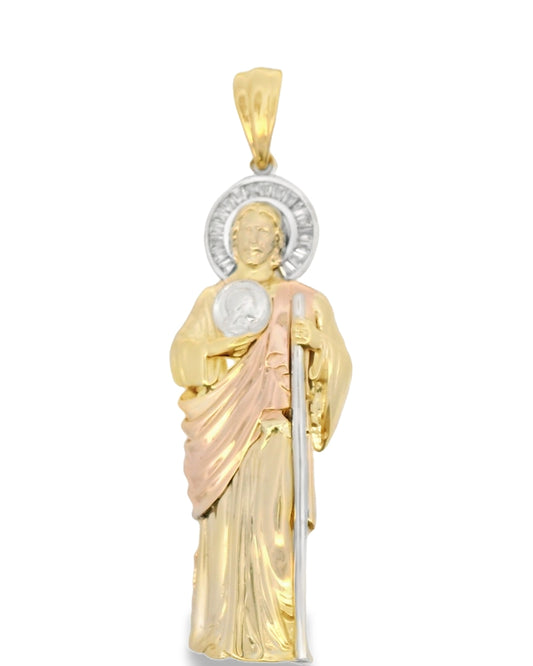 14K TRI COLOR GOLD ST. JUDE CHARM CZ 47.00MM LENGTH