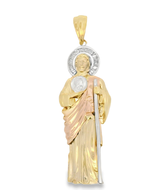 14K TRI COLOR GOLD ST. JUDE CHARM CZ 59.46MM LENGTH