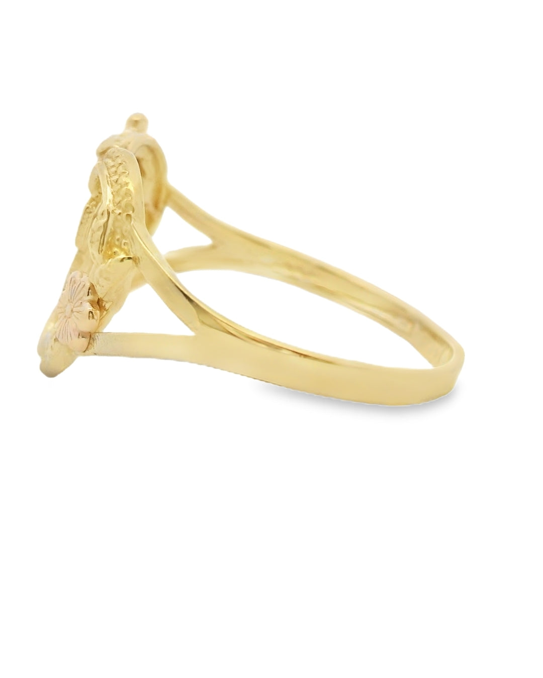 14K YELLOW AND PINK GOLD HEART INITIAL G RING SIZE 8