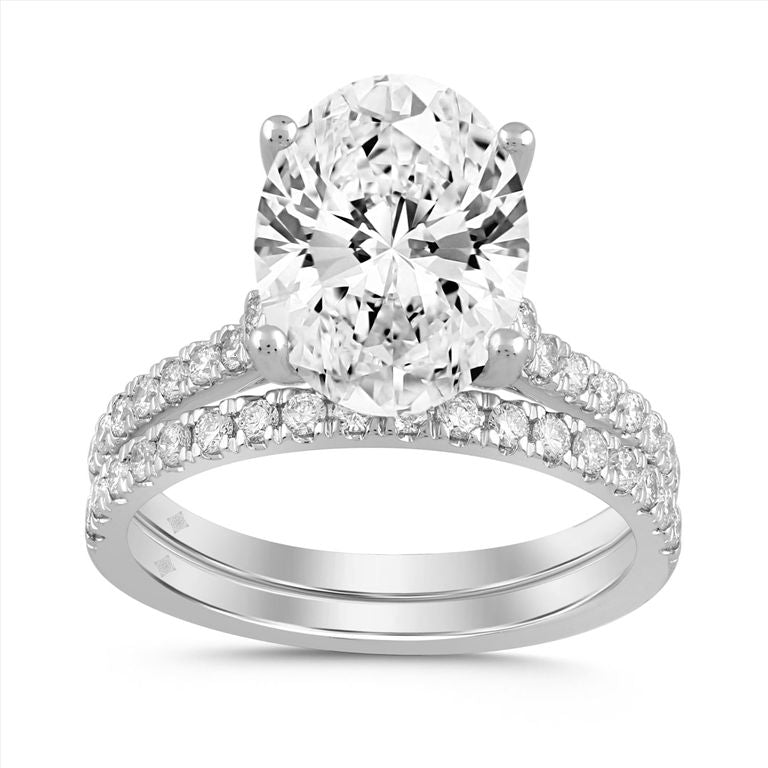 14K WHITE GOLD ROUND/OVAL LAB GROWN DIAMOND 4.55CTW SIZE 6 3/4