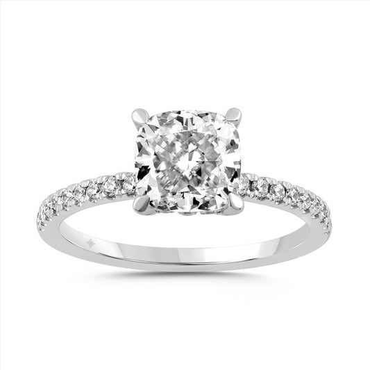14K WHITE GOLD ROUND/CUSHION LAB GROWN DIAMOND 2.25CTW SIZE 6 3/4
