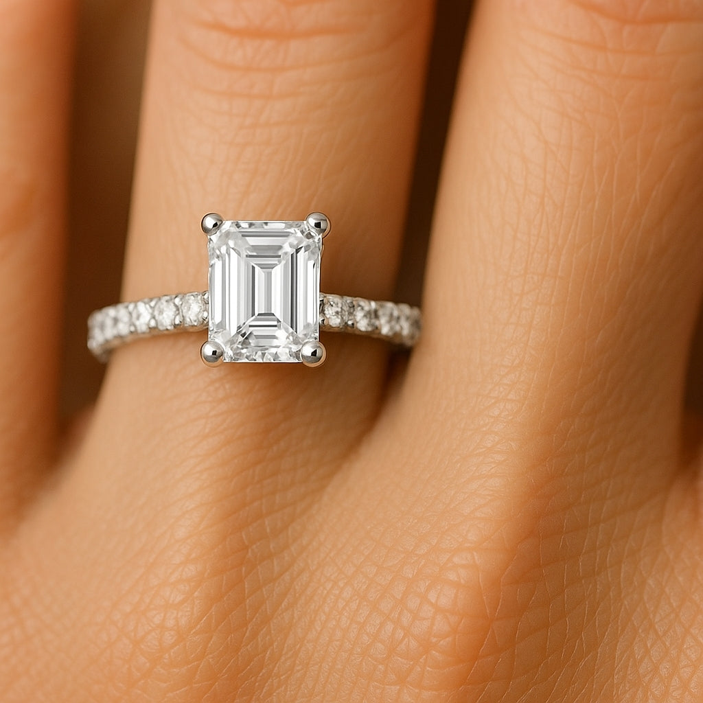 14K WHITE GOLD ROUND/EMERALD LAB GROWN DIAMOND 2.75CTW SIZE 6 3/4