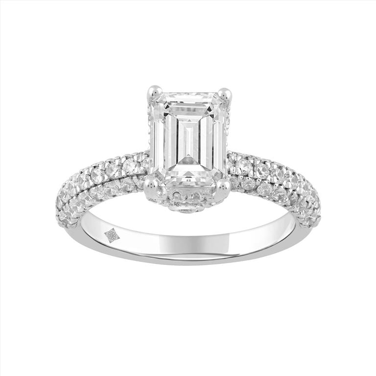 14K WHITE GOLD ROUND/EMERALD LAB GROWN DIAMOND 2.75CTW SIZE 6 3/4