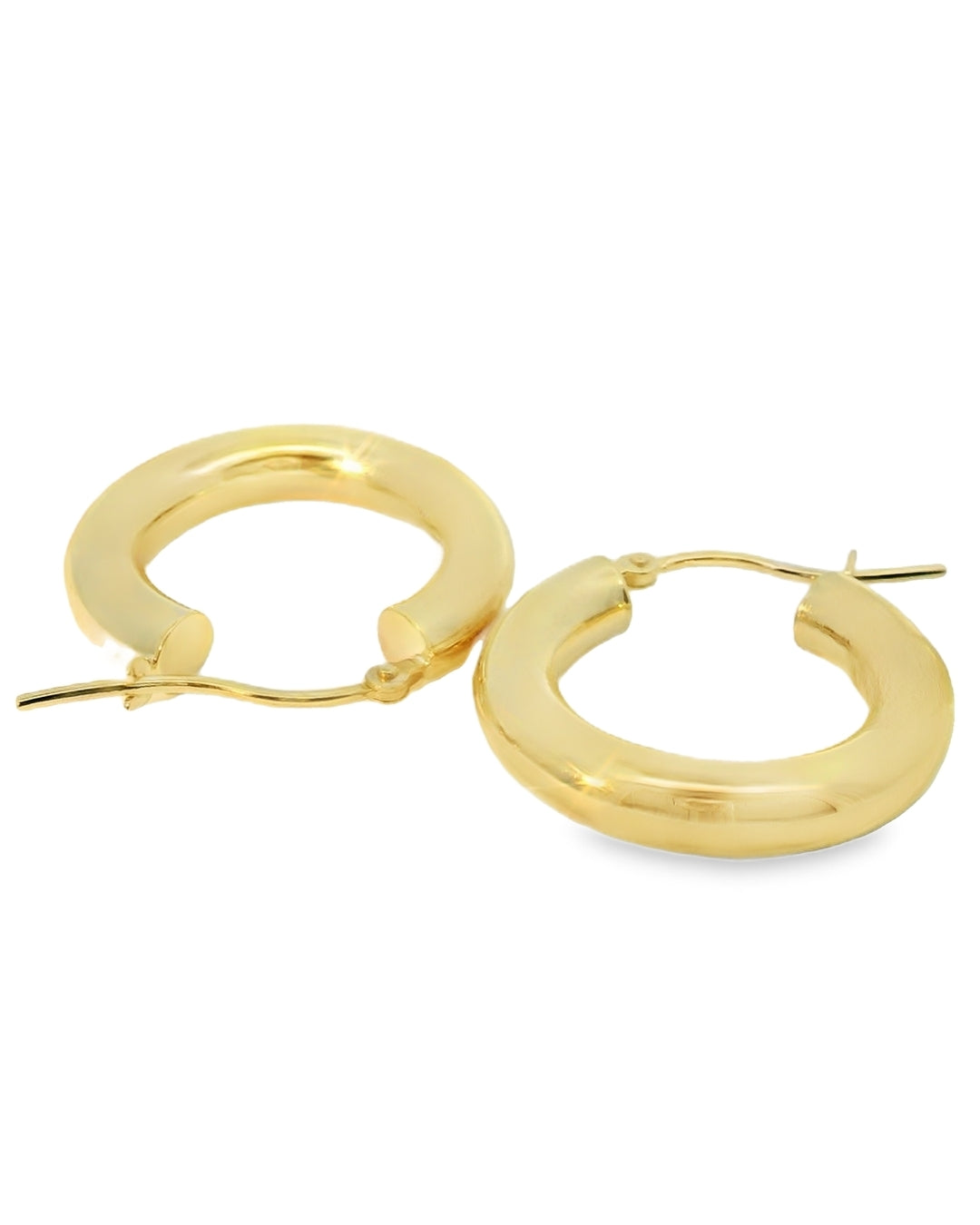 14K YELLOW GOLD POLISHED TUBE HOOPS 4MM FAMILY
