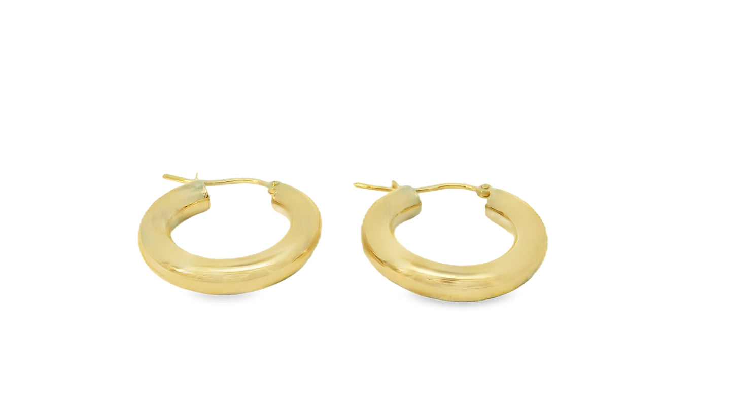 14K YELLOW GOLD POLISHED TUBE HOOPS 4MM FAMILY