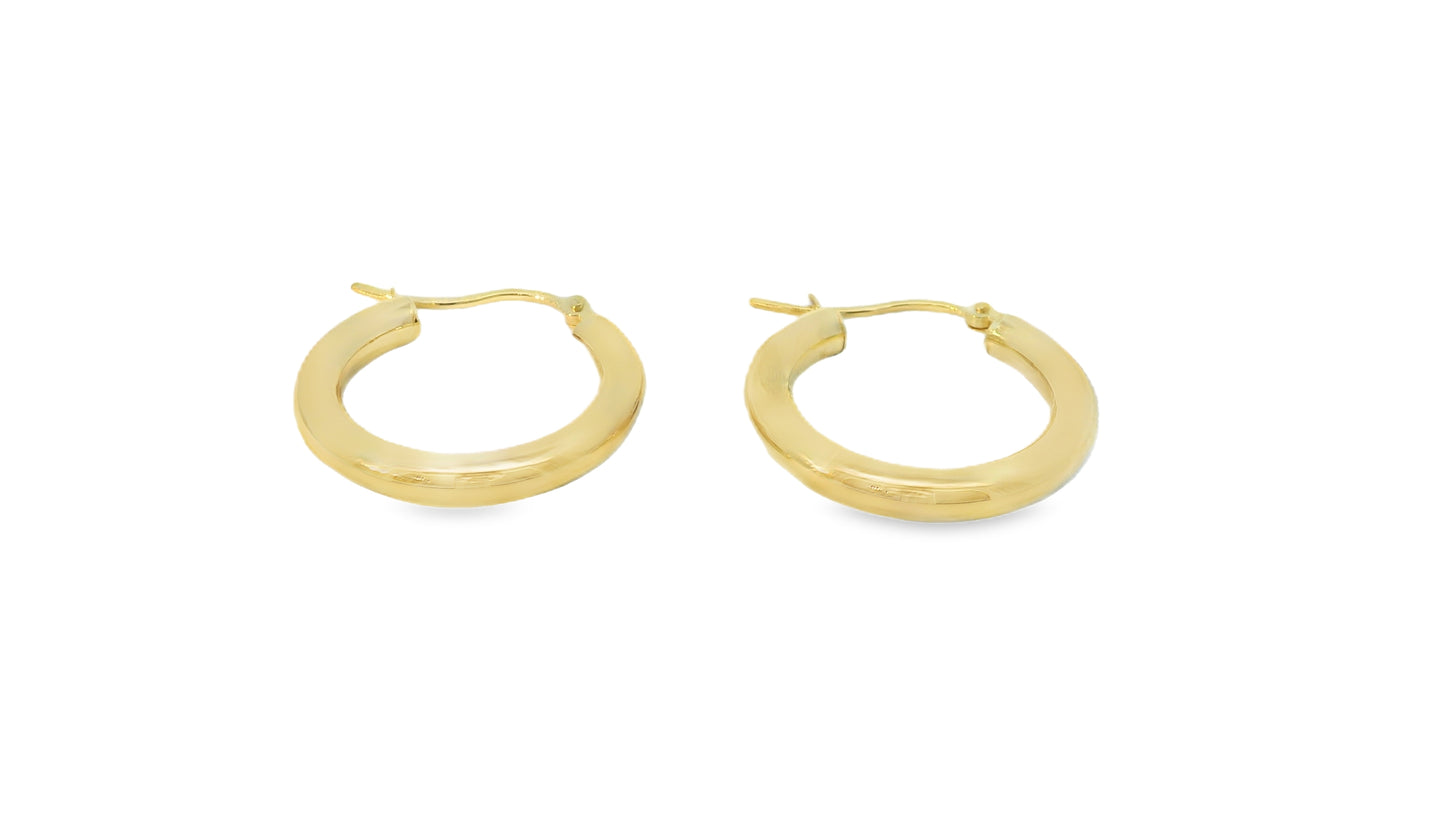 14K YELLOW GOLD POLISHED HOOPS 3MM UNISEX